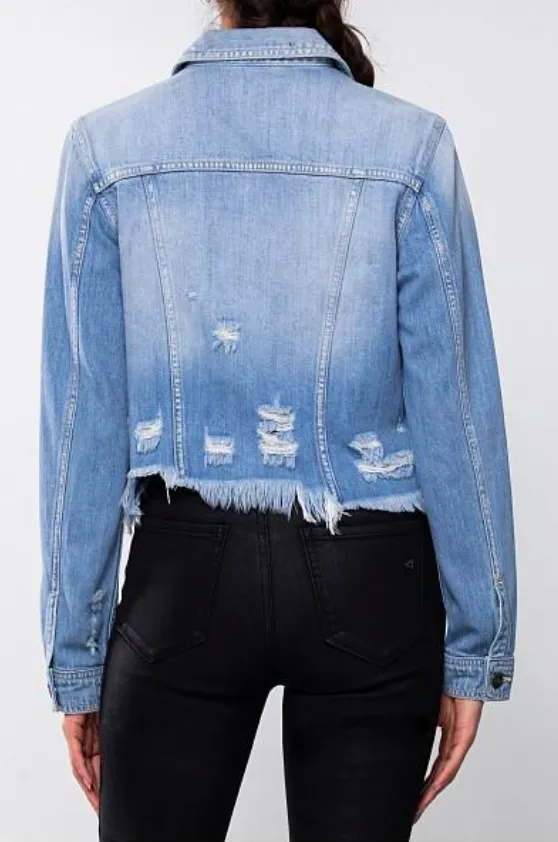 Light Blue Distressed Jean Jacket