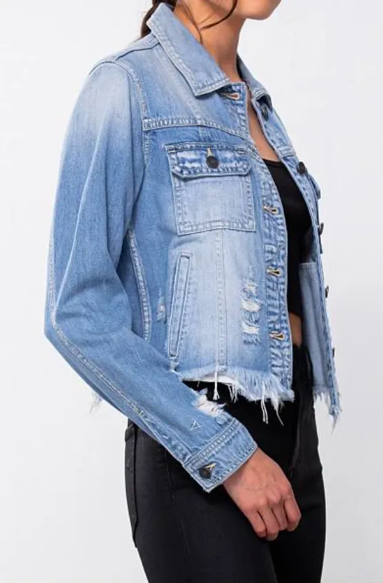 Light Blue Distressed Jean Jacket