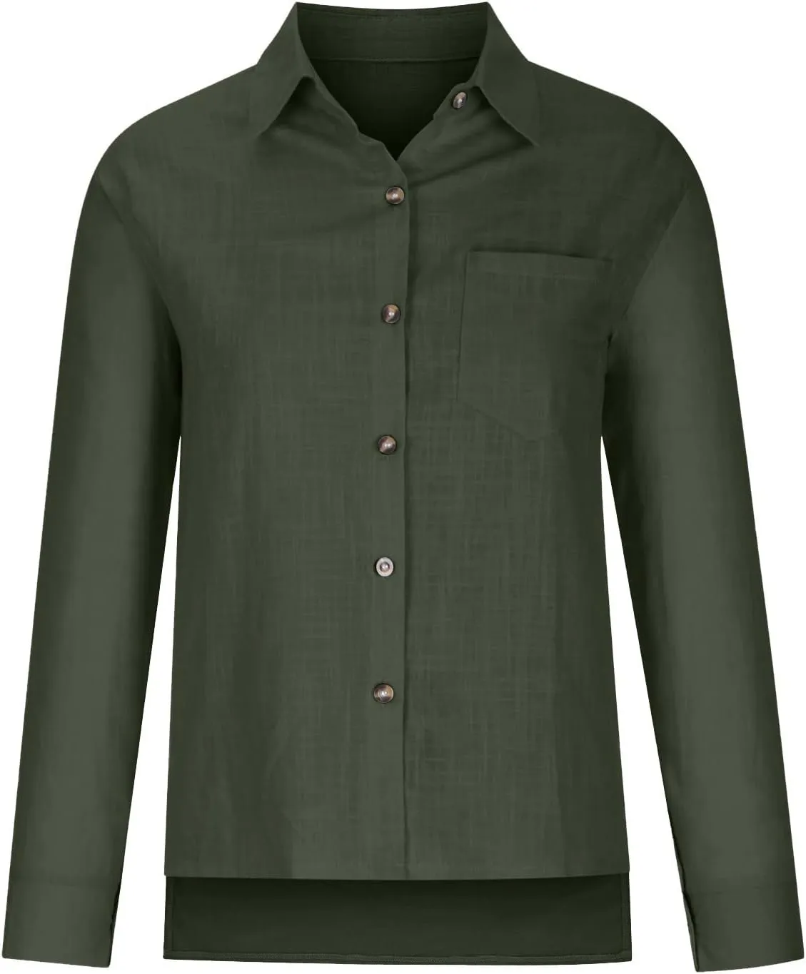Linen Shirts for Women Summer Long Sleeve Lapel Button Down Shirt Lightweight Gauze Tops Loose Casual Blouses Clothes