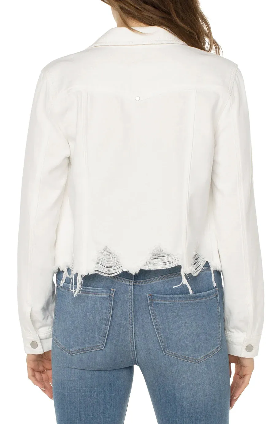 Liverpool - White Shredded Denim Jacket