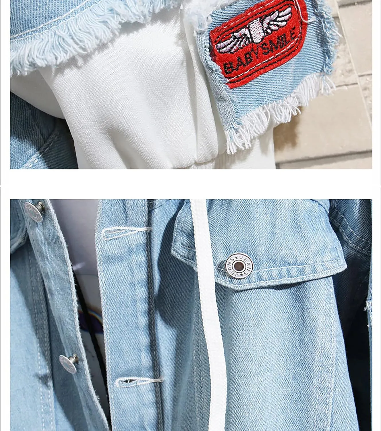 Lpstop Vintage Cross Denim Jacket Hoodie Lightweight Blue Jacket Cross Hoodie for Women Men