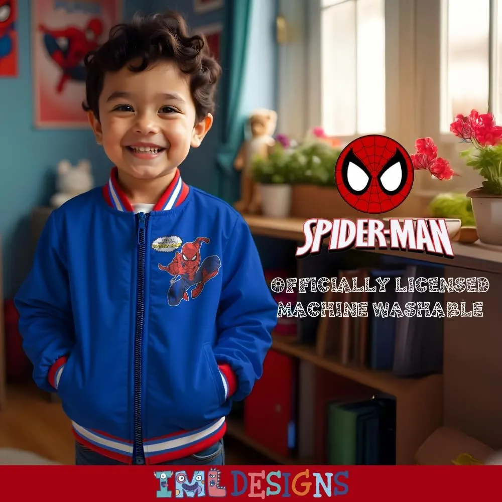 Marvel Superheroes Boy's Bomber Jacket - Spider-Man, Miles Morales, Black Panther, Ghost-Spider, Venom Bomber Jacket for Kids