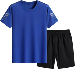 Men's 2 Pieces Linen Set, Casual Short Sleeve Henley Shirts Beach Yoga Short Pants Summer Sweatsuits Joggers Outfits