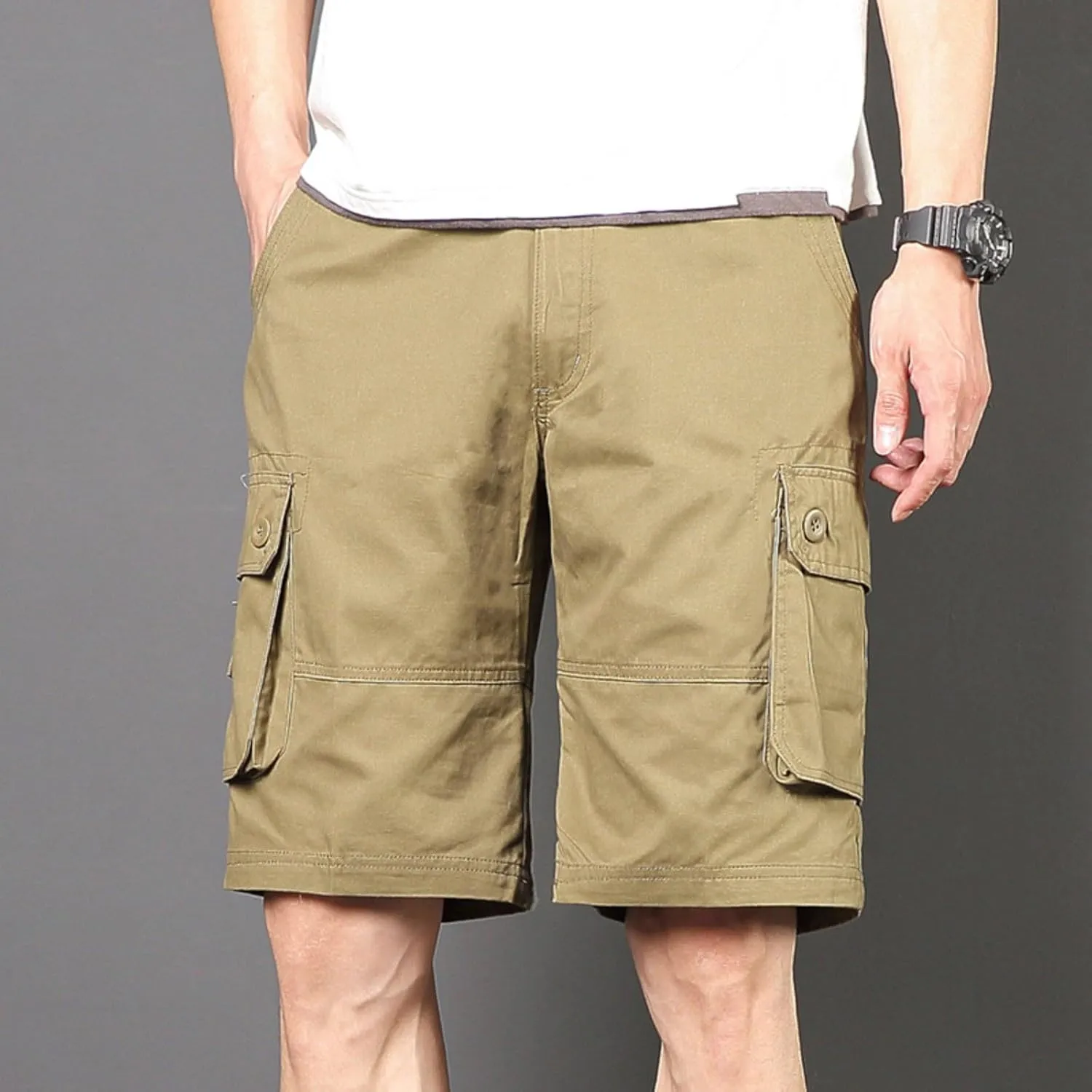 Men's Hiking Cargo Shorts Lightweight Casual Stretch Shorts Fashion Baggy Pocket Summer Sports Beach Half Pants