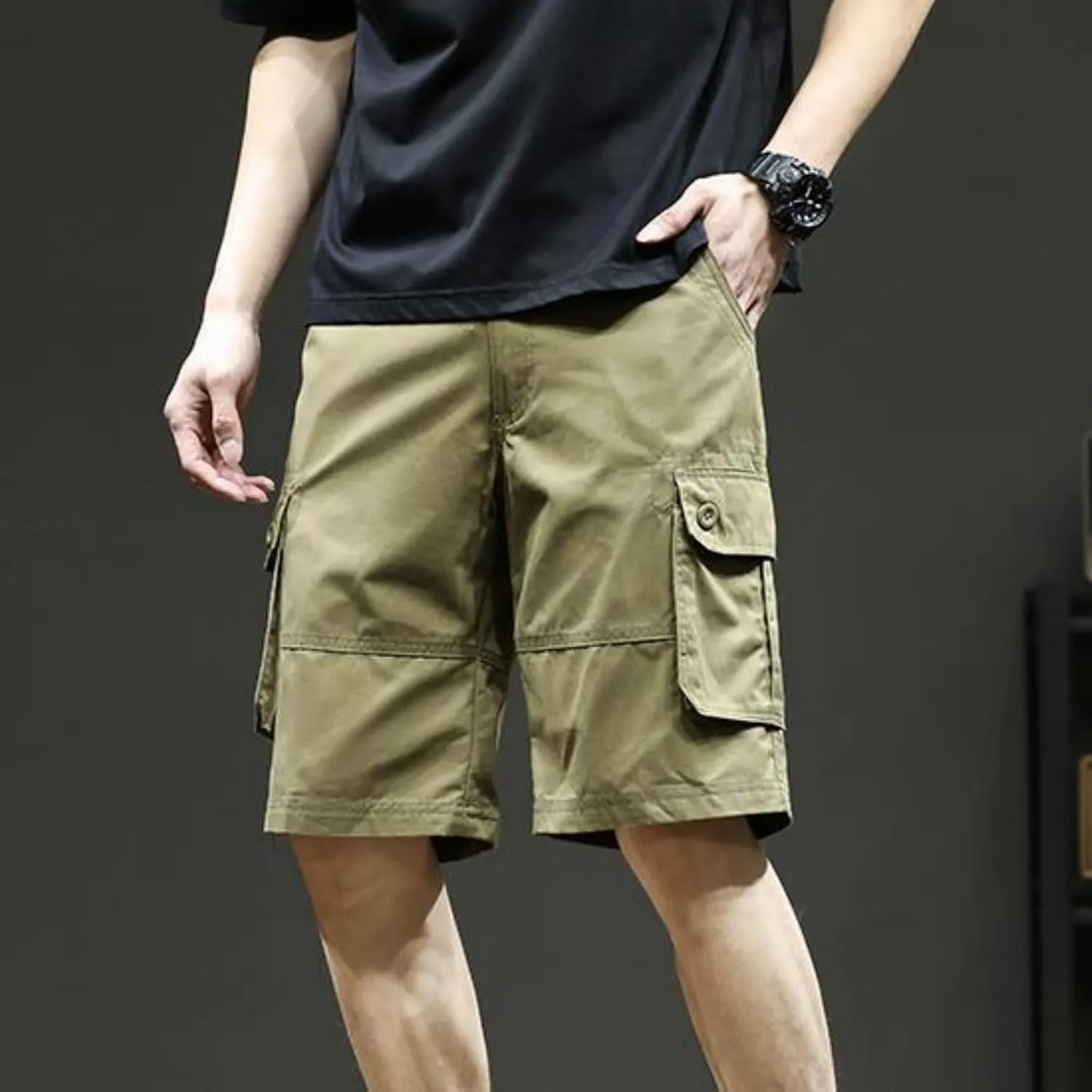 Men's Hiking Cargo Shorts Lightweight Casual Stretch Shorts Fashion Baggy Pocket Summer Sports Beach Half Pants