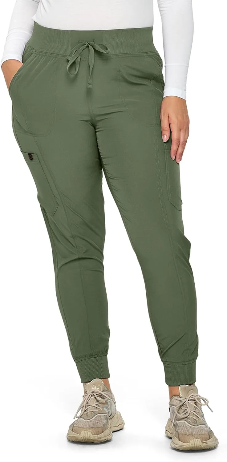 Monarch Uniforms Womens Jogger Scrubs Ribbed Jogger Scrub Pants for Women