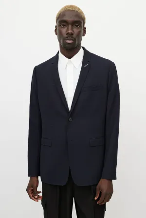 Navy Wool & White Stitch Blazer
