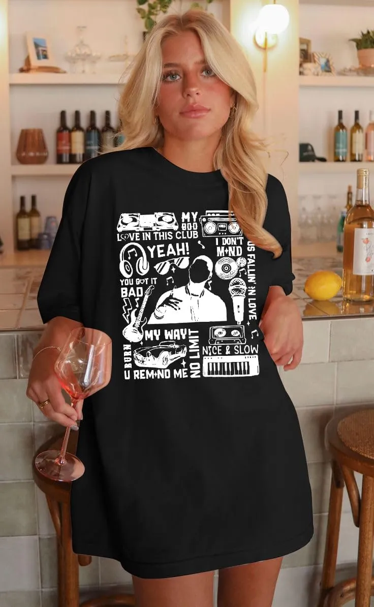 Oversized R&B Concert Outfits Women: Vintage Rock and Roll Shirts Hip Hop Graphic Tees Music Lover Gift Top