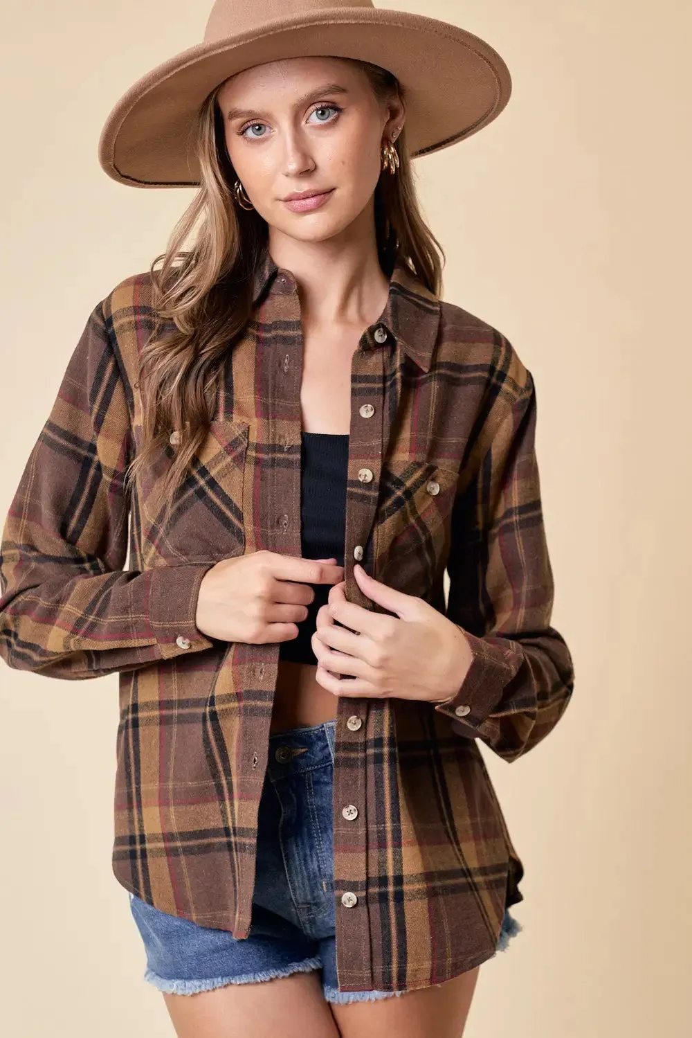 PLAID BUTTON DOWN OVERSIZED SHIRT