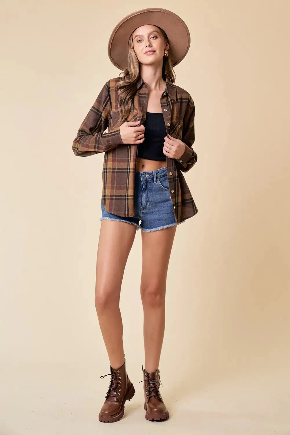 PLAID BUTTON DOWN OVERSIZED SHIRT
