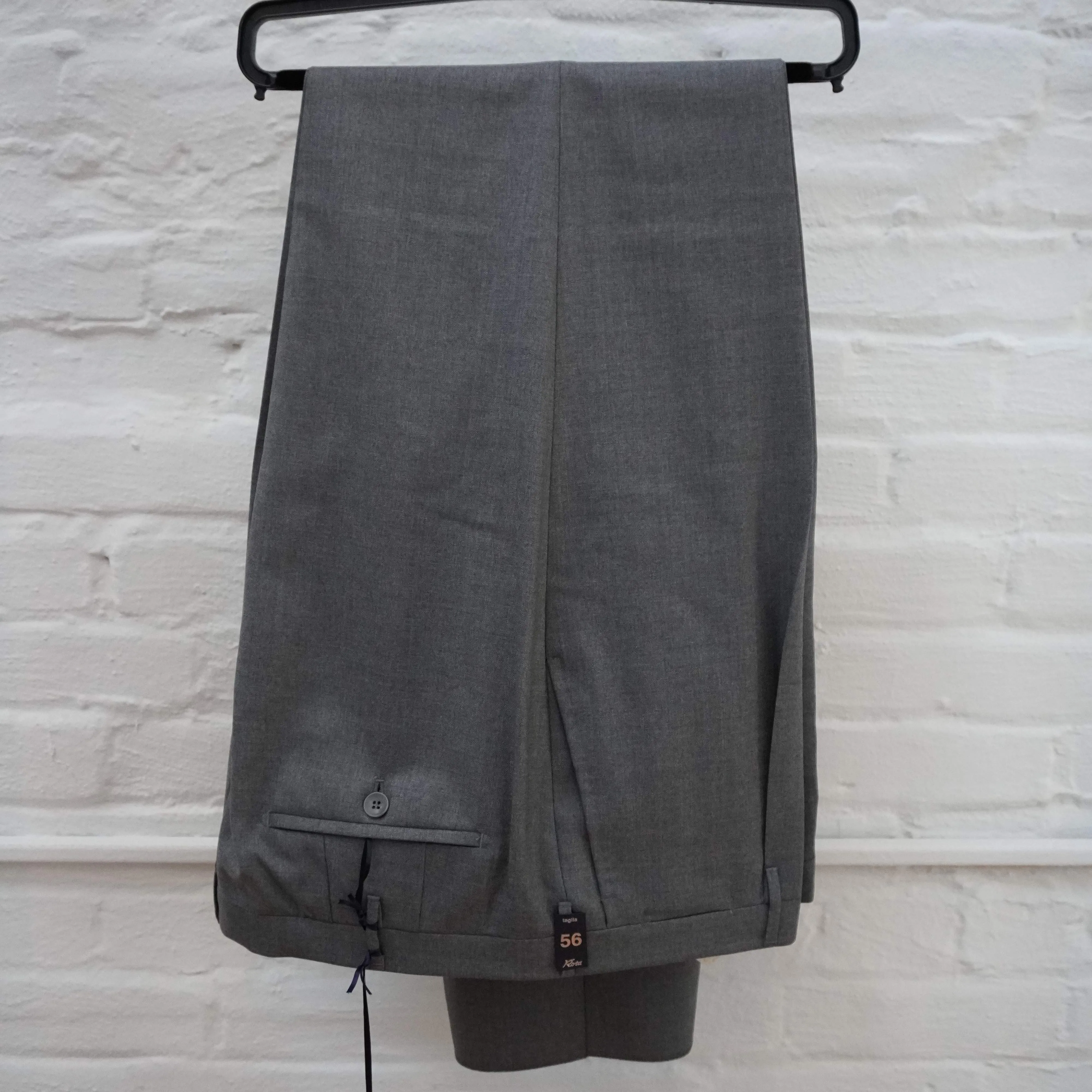 Pleated Dress Trouser - Light Gray Worsted Wool