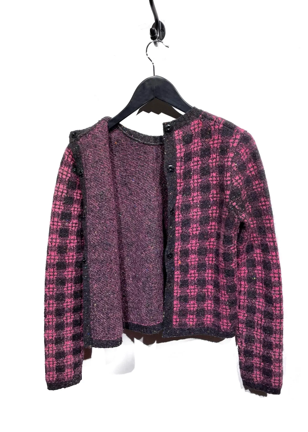 Prada Pink And Black Plaid Wool-Blend Sweater
