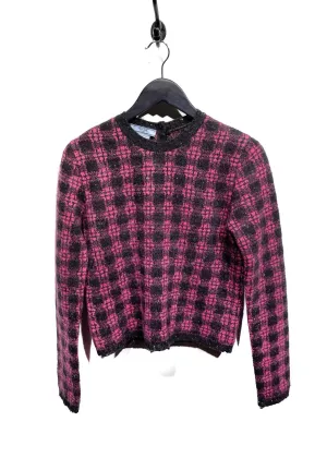 Prada Pink And Black Plaid Wool-Blend Sweater