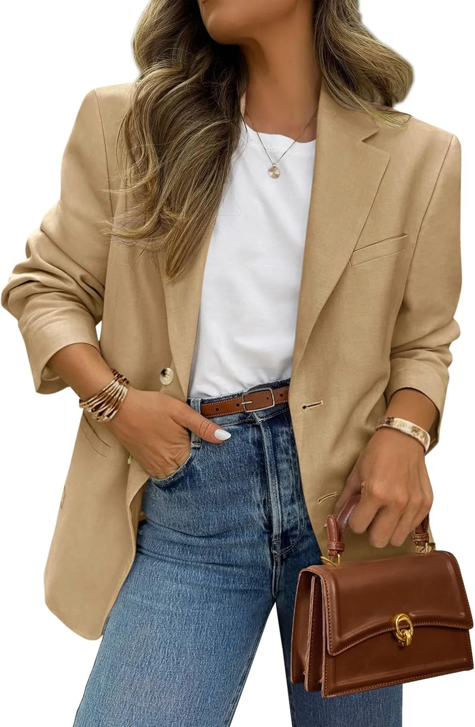 PRETTYGARDEN 2025 Blazers for Women Business Casual Long Sleeve Lapel Open Front Suit Jacket Work Blazer with Pockets