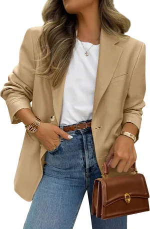 PRETTYGARDEN 2025 Blazers for Women Business Casual Long Sleeve Lapel Open Front Suit Jacket Work Blazer with Pockets