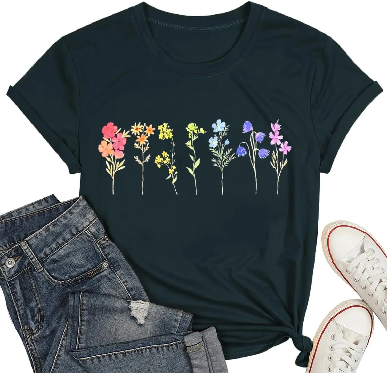 Pride Shirt Woman Cute Wildflower LGBT Pride Month Tshirt Flower LGBTQ Tees