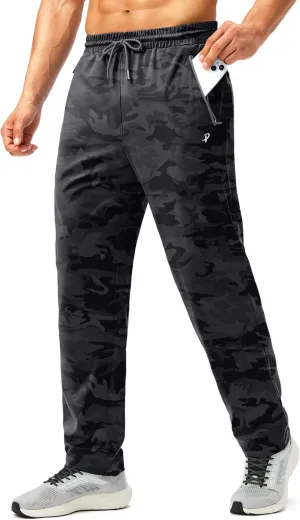 Pudolla Men's Athletic Pants with Zipper Pockets Stretch Workout Sweatpants Lightweight Running Joggers for Men