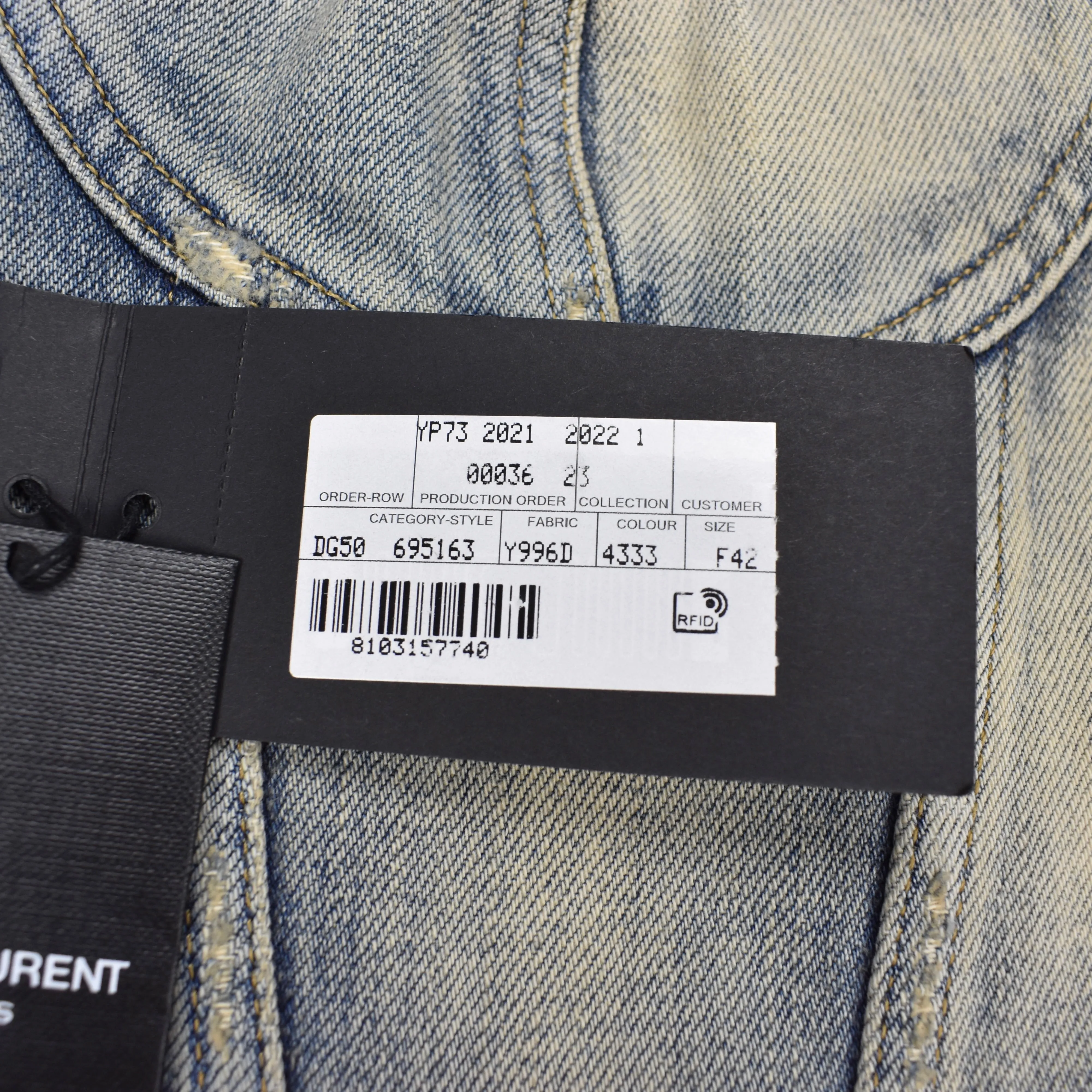 Saint Laurent - Blue Distressed Denim Crop Top
