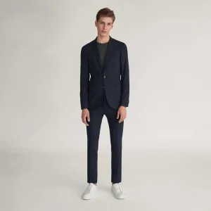Solid Wool Slim Fit Suit Separates - Navy