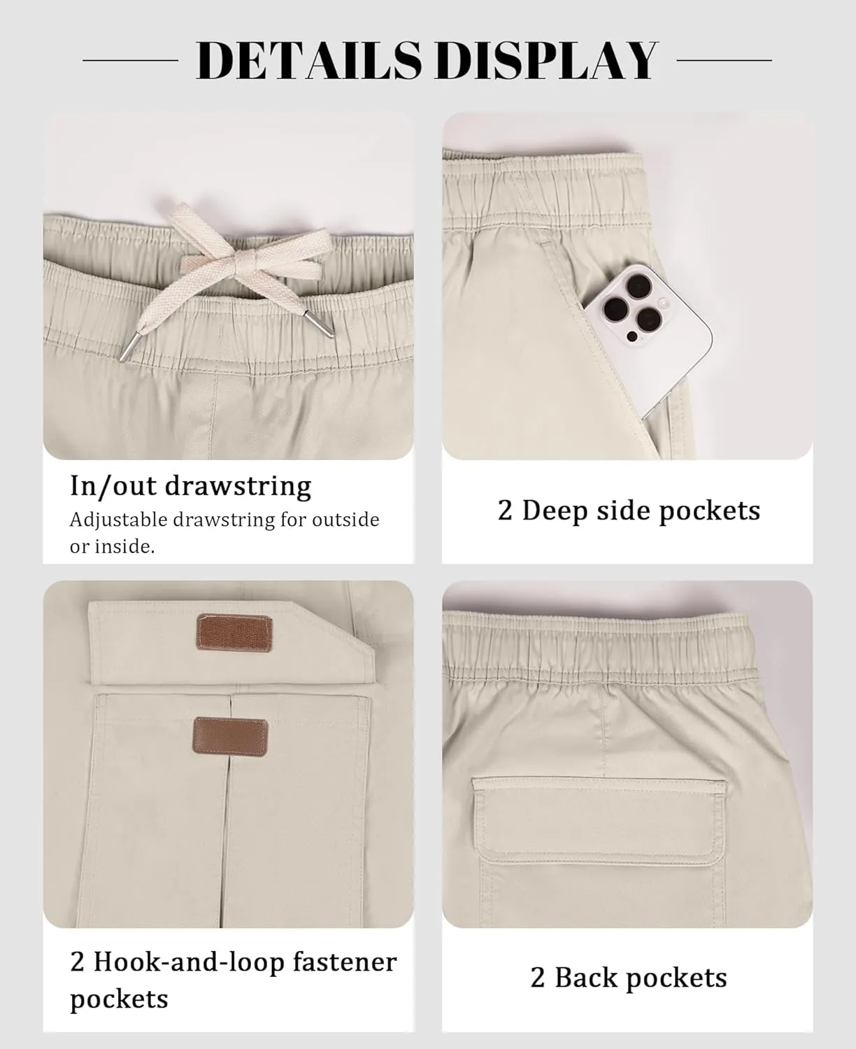 Susclude Mens Baggy Cargo Pants Big and Tall Wide Leg Sweatpants Summer Lightweight Elastic Waist Casual Pants for 2025
