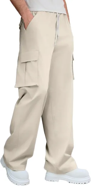 Susclude Mens Baggy Cargo Pants Big and Tall Wide Leg Sweatpants Summer Lightweight Elastic Waist Casual Pants for 2025
