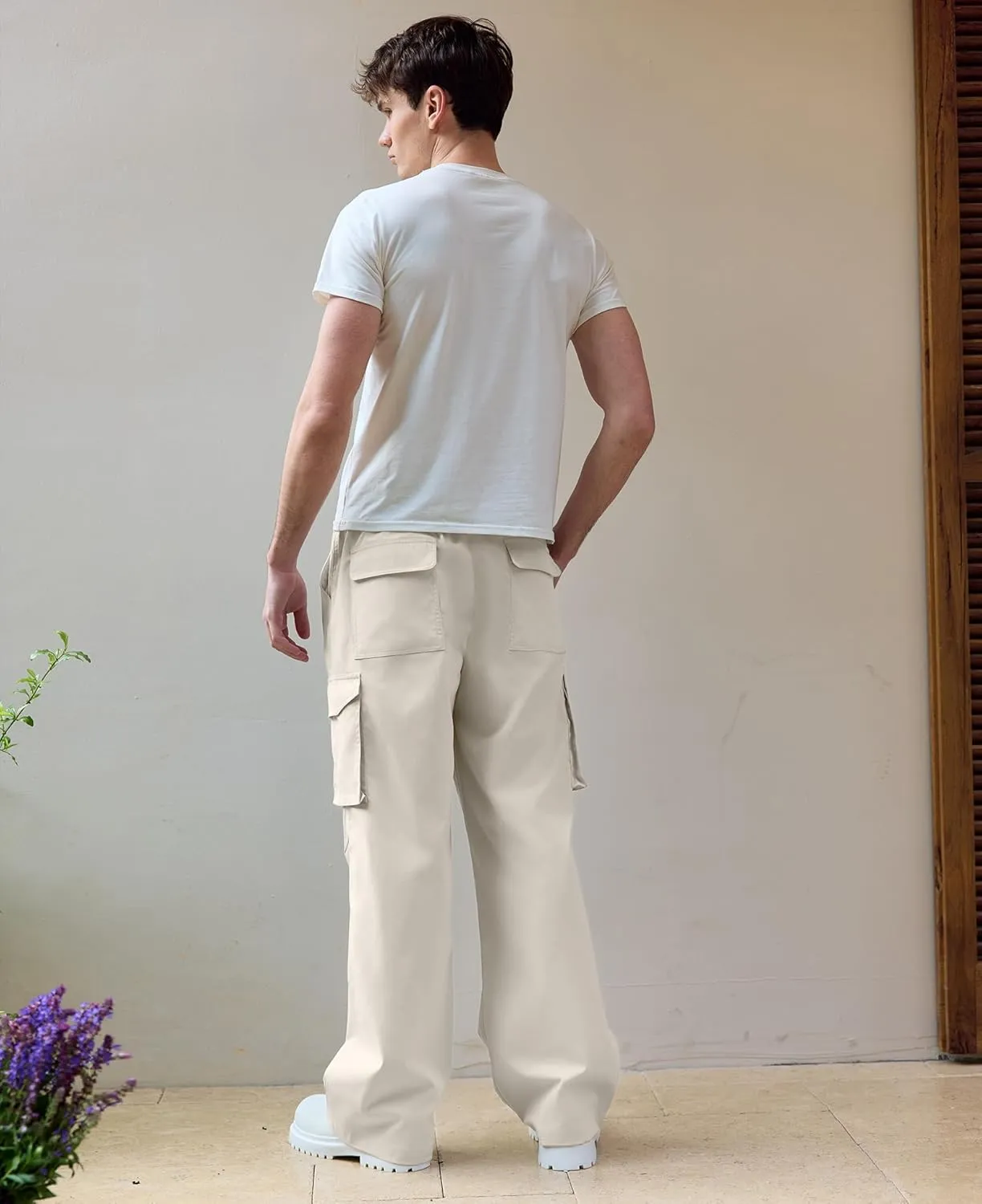 Susclude Mens Baggy Cargo Pants Big and Tall Wide Leg Sweatpants Summer Lightweight Elastic Waist Casual Pants for 2025