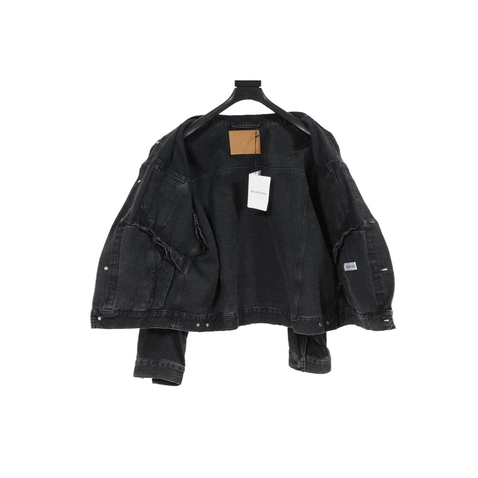 Swing Denim Jacket Vintage Black Cotton Oversized Coat