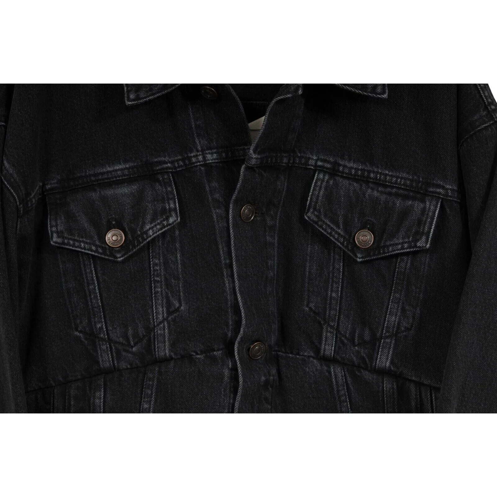 Swing Denim Jacket Vintage Black Cotton Oversized Coat