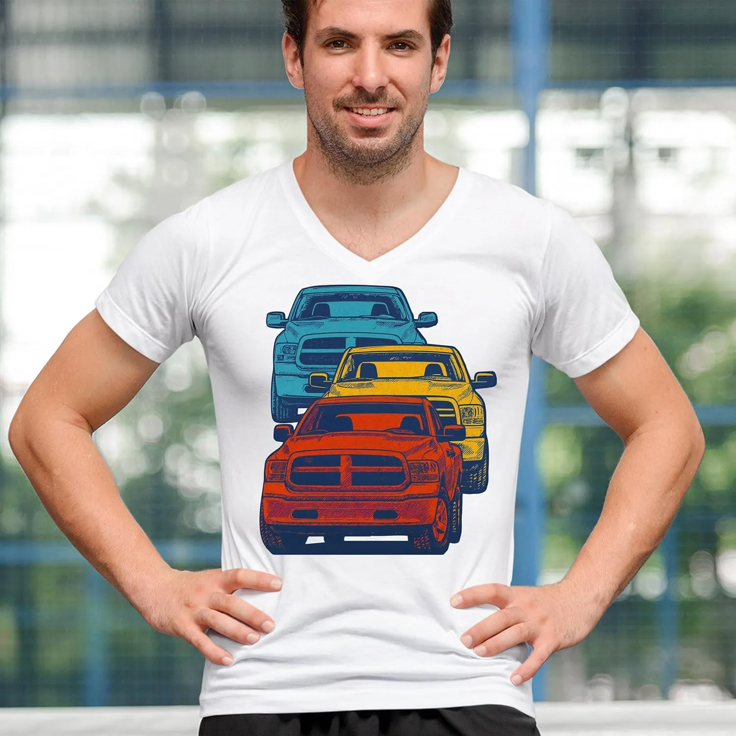 Tee Hunt American Pickup Truck Stack Men's Graphic T-Shirts and Tank Tops
