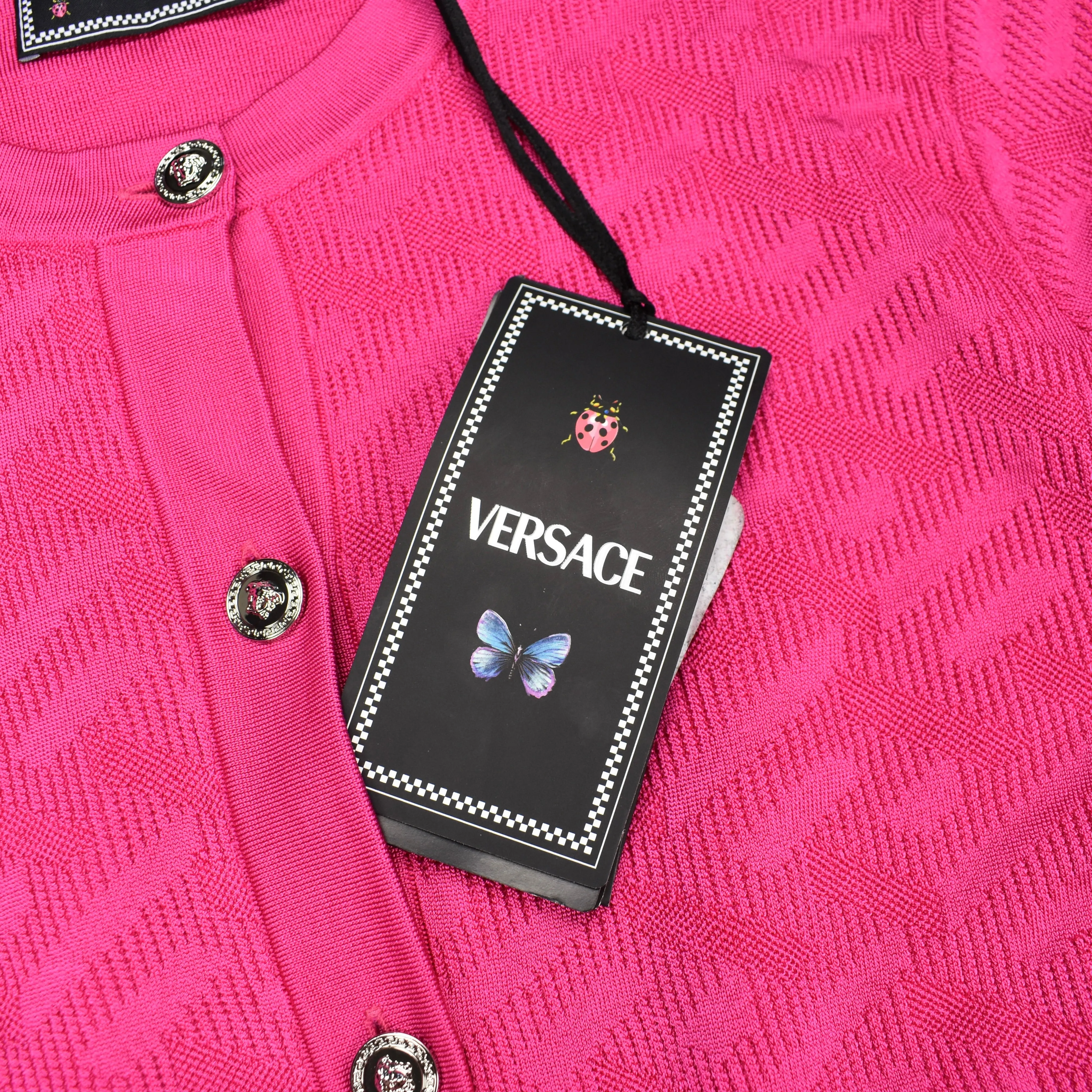Versace x Dua Lipa - Pink Medusa Button Knit Cardigan