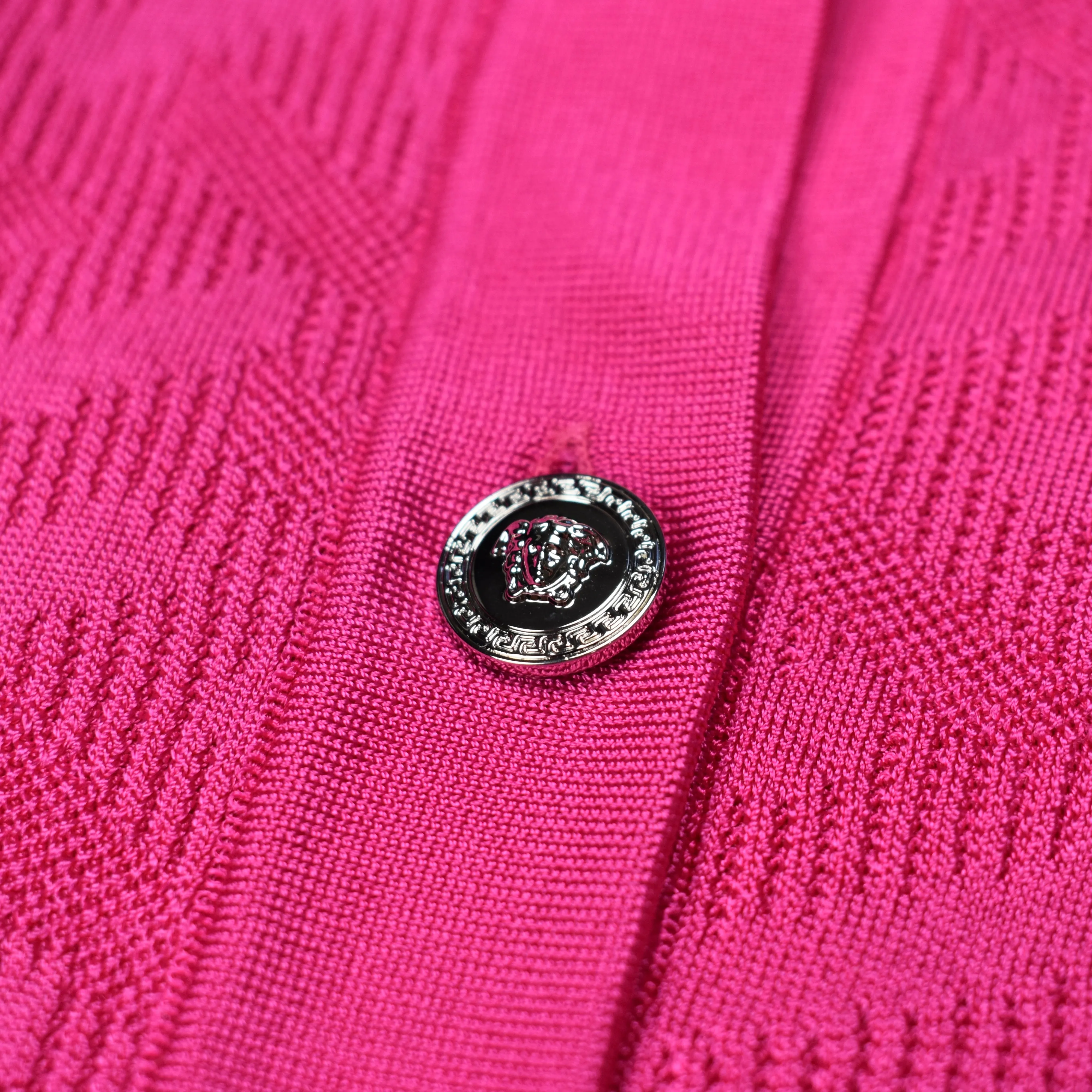 Versace x Dua Lipa - Pink Medusa Button Knit Cardigan