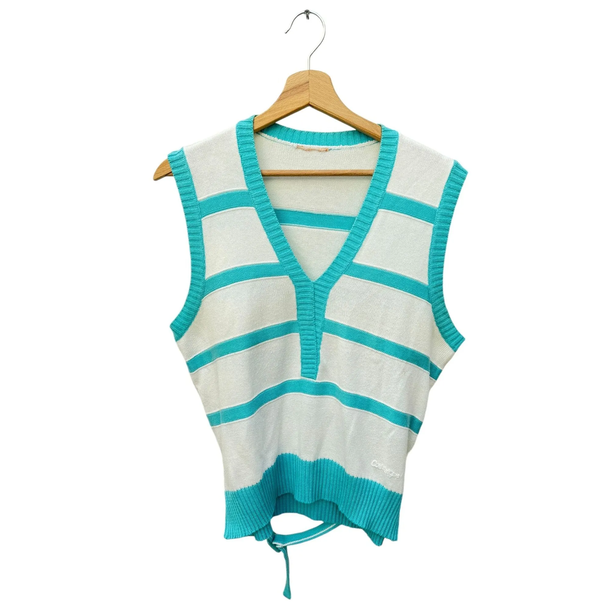 Vintage Blue White Knitted Vest