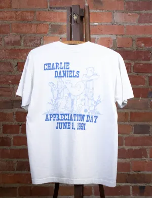 Vintage Charlie Daniels Appreciation Day Graphic T Shirt 1991 White Medium