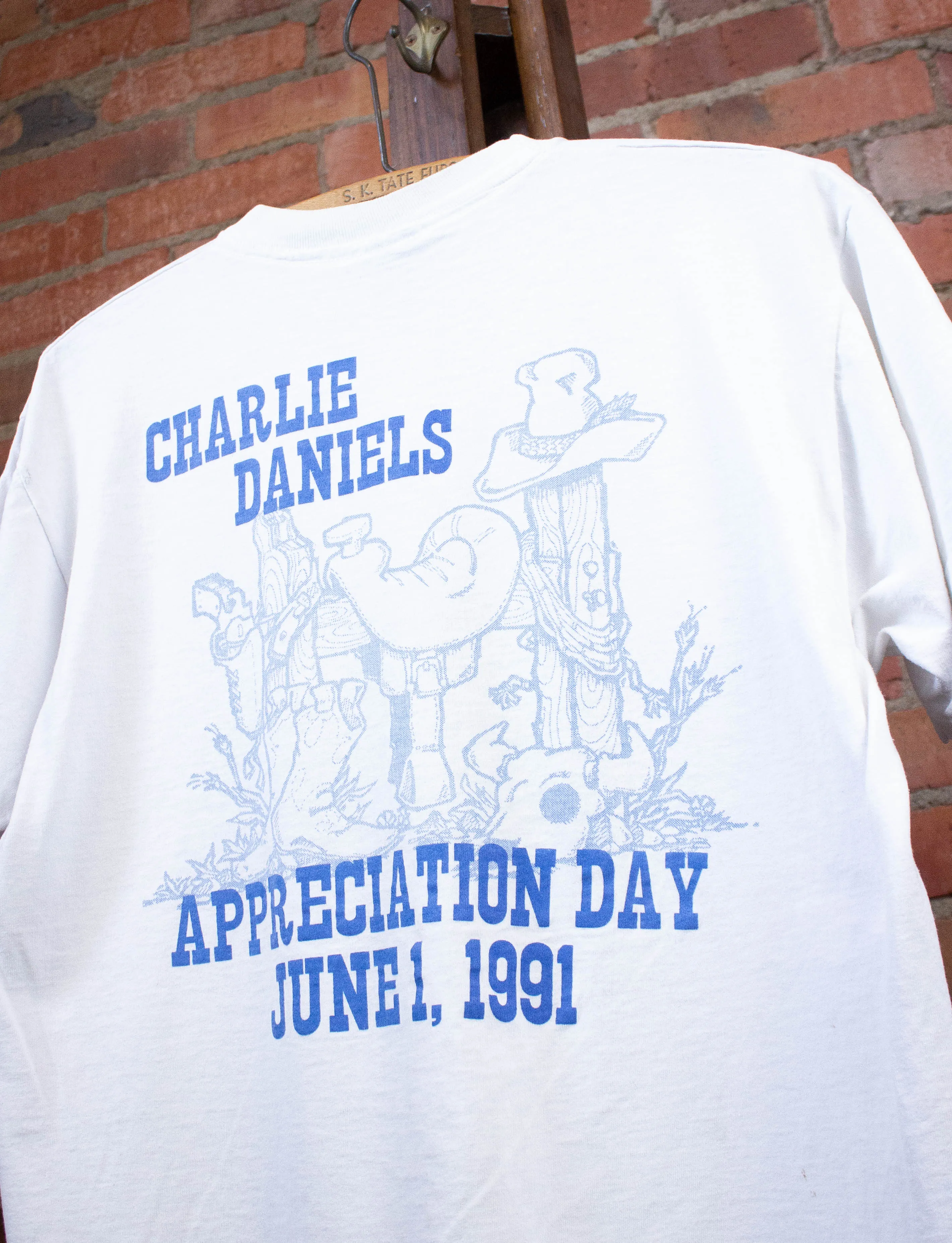 Vintage Charlie Daniels Appreciation Day Graphic T Shirt 1991 White Medium