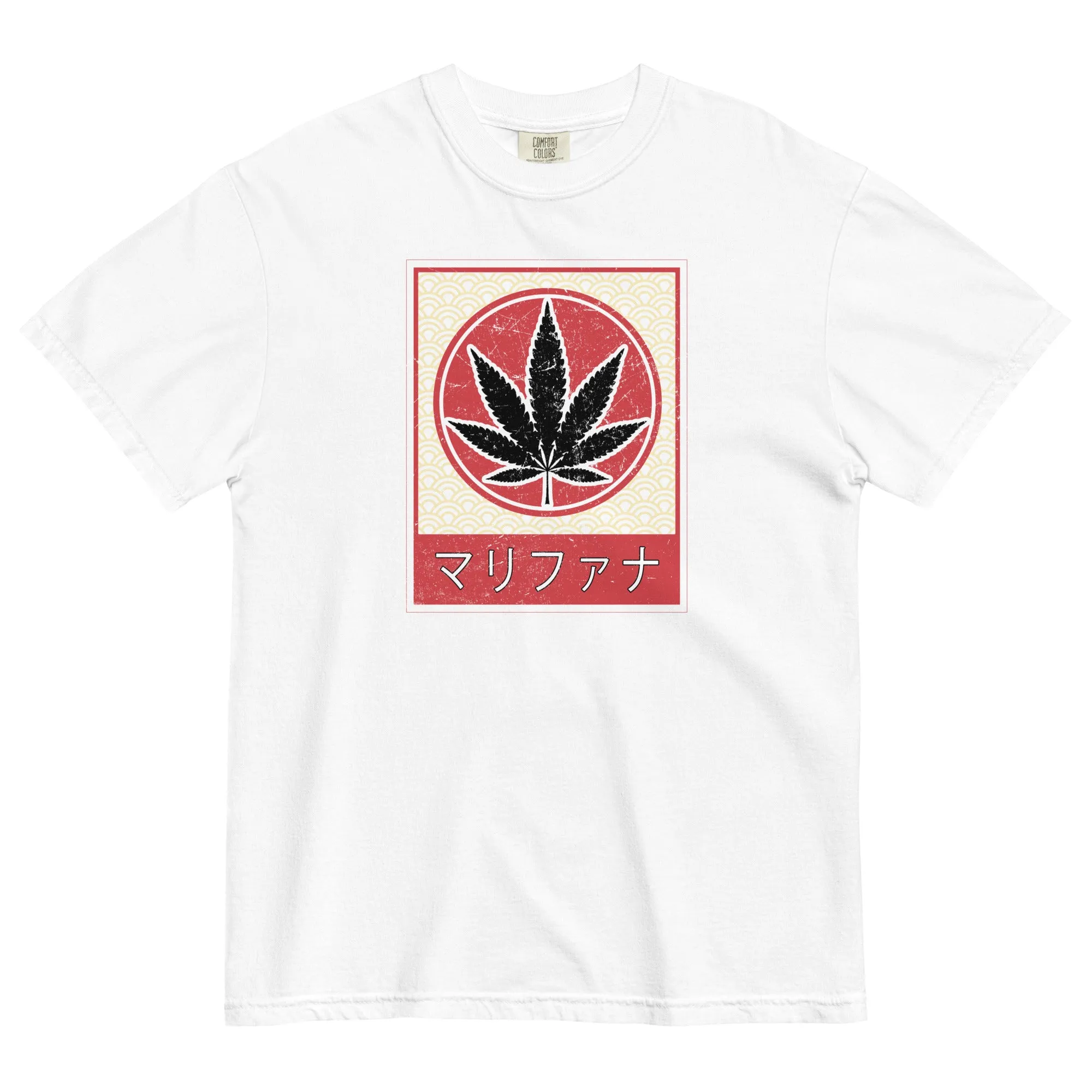 Vintage Japanese-Style Weed Leaf T-Shirt - Unique Cannabis Apparel with Katakana Script