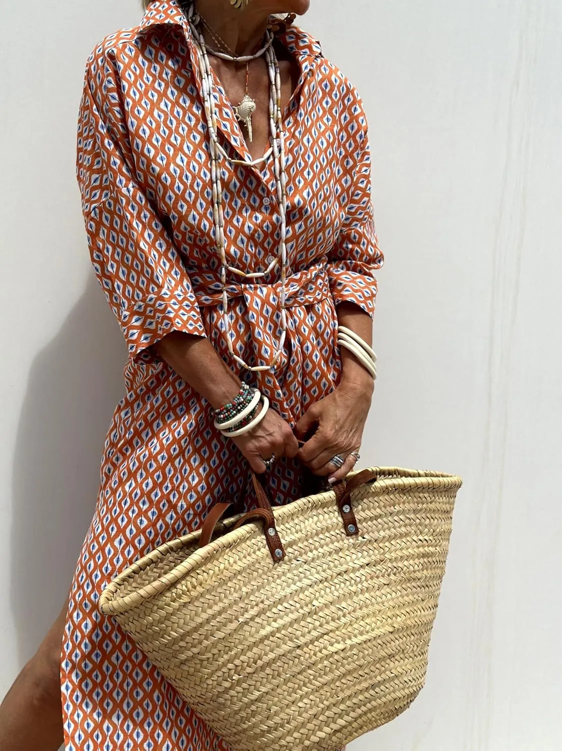 Women 2025 Summer Shirt Dress Classic Striped Lace-Up Shirt Dress Button Down Split Belted Vacation Maxi Dress