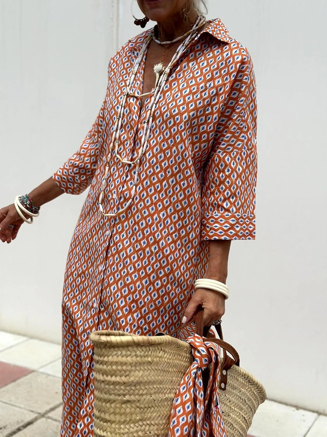 Women 2025 Summer Shirt Dress Classic Striped Lace-Up Shirt Dress Button Down Split Belted Vacation Maxi Dress