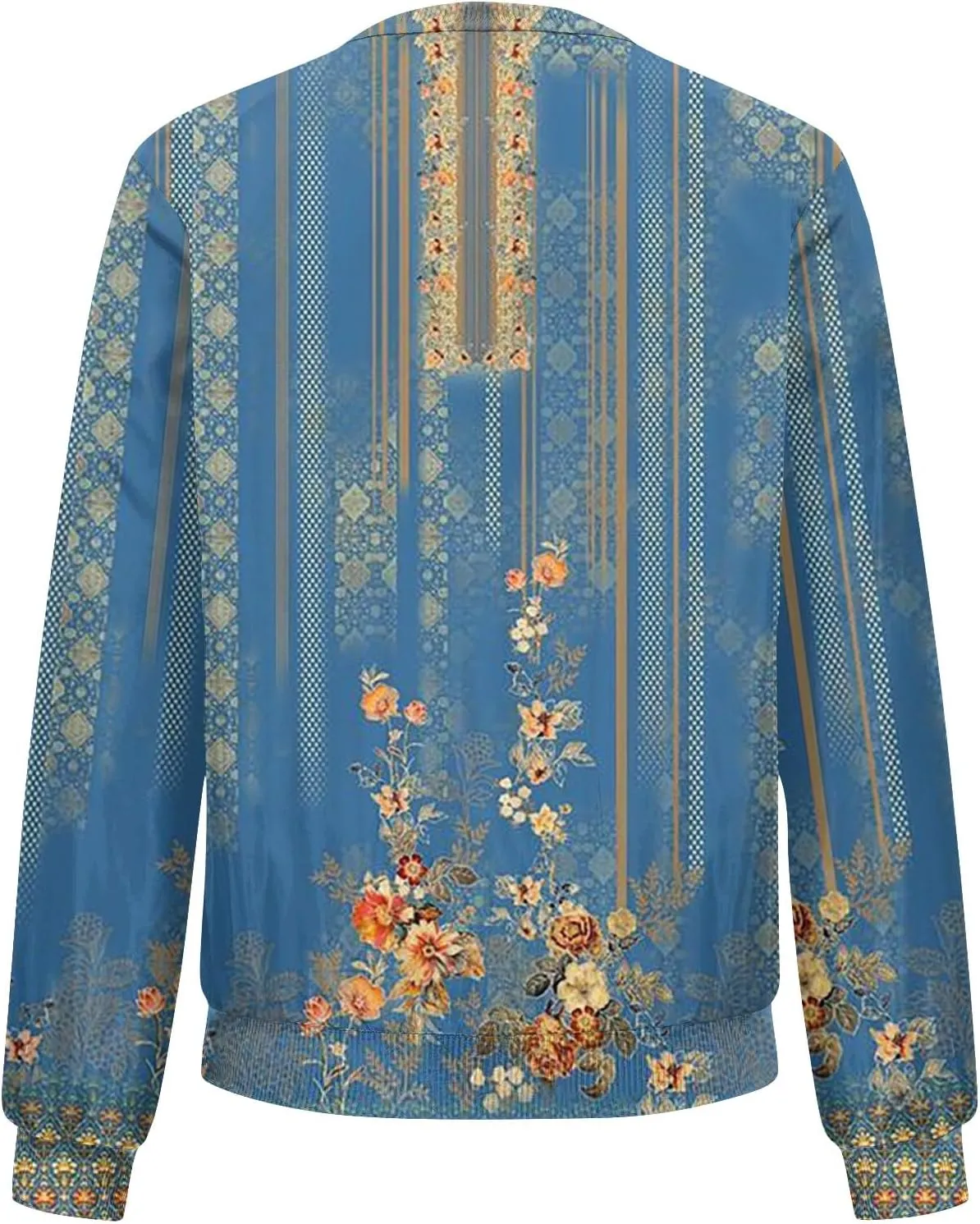 Women's Floral Print Bomber Jacket Cropped Jacket Long Sleeve Zipper Up Party Club Jacket Windbreaker Outerwear