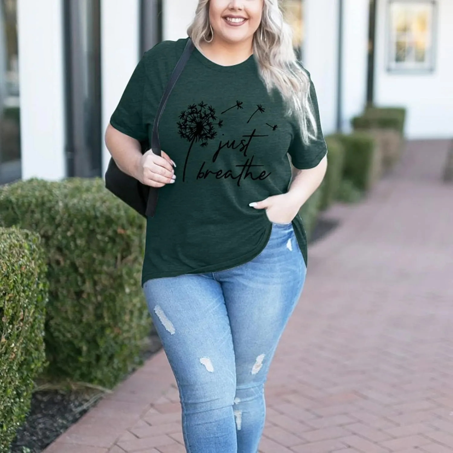 Womens Plus Size Dandelion Print Tshirt Cute Graphic Floral Tees Short Sleeve Summer Blessed Tee Tops