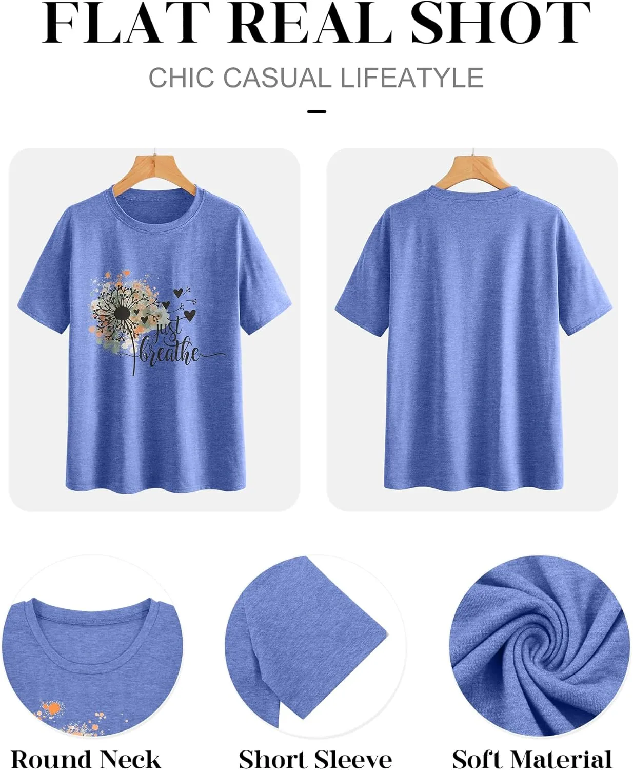 Womens Plus Size Dandelion Print Tshirt Cute Graphic Floral Tees Short Sleeve Summer Blessed Tee Tops