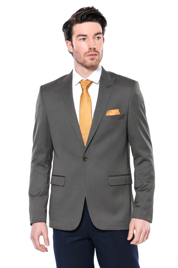 WSS Patterned Slim-Fit Brown Men Blazer  - Singen
