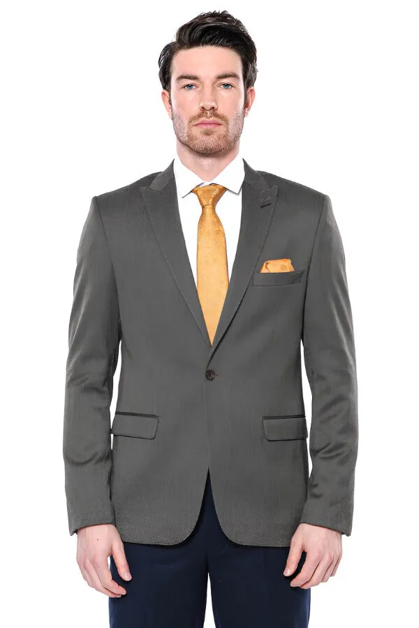 WSS Patterned Slim-Fit Brown Men Blazer  - Singen