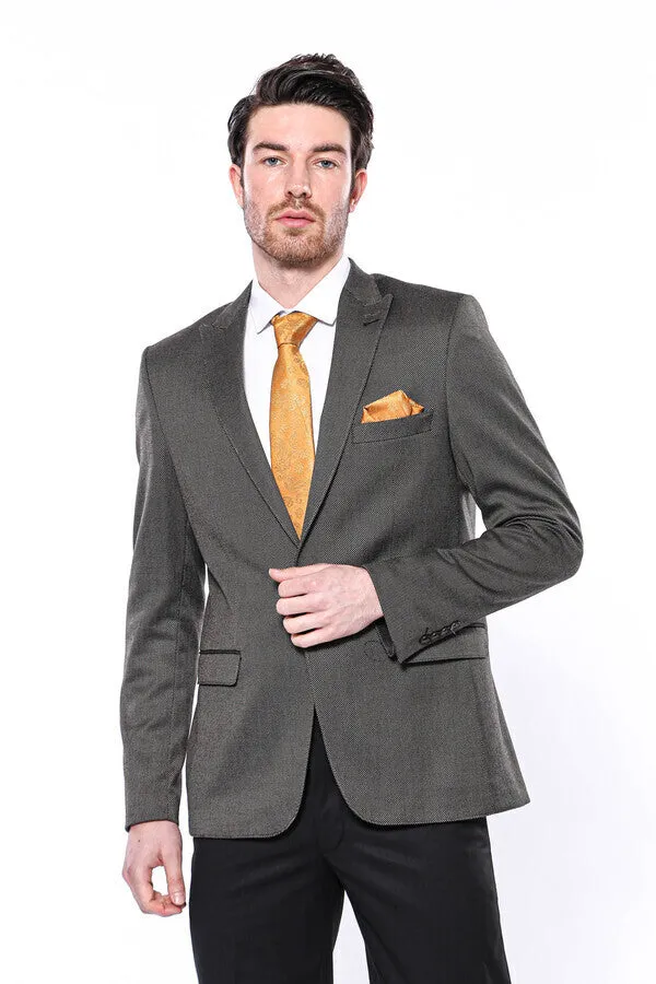 WSS Patterned Slim-Fit Brown Men Blazer  - Singen