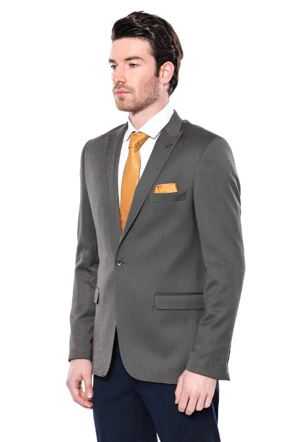 WSS Patterned Slim-Fit Brown Men Blazer  - Singen