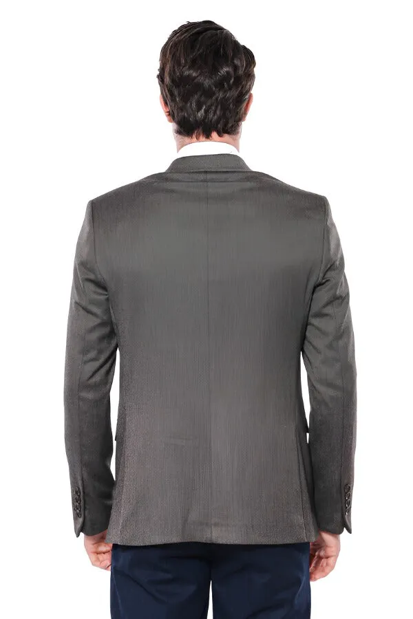 WSS Patterned Slim-Fit Brown Men Blazer  - Singen