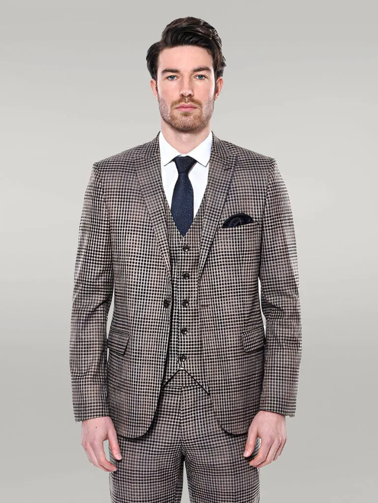WSS Plaid Slim-Fit Brown Men Blazer  - Singen