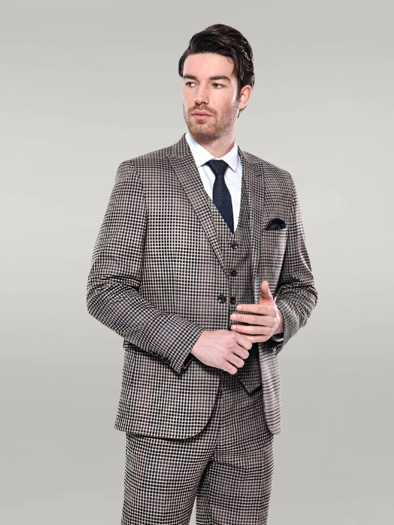 WSS Plaid Slim-Fit Brown Men Blazer  - Singen