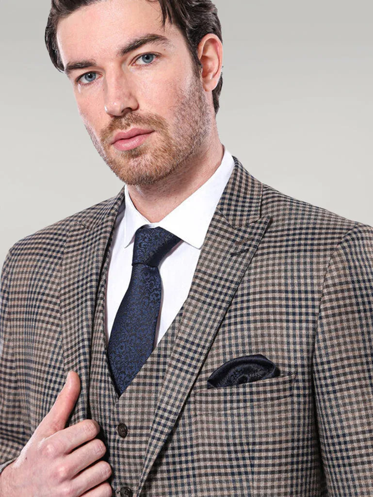 WSS Plaid Slim-Fit Brown Men Blazer  - Singen