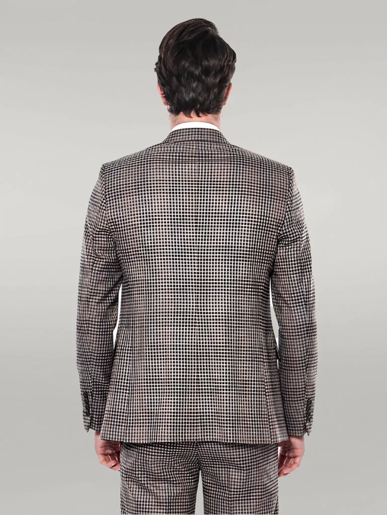 WSS Plaid Slim-Fit Brown Men Blazer  - Singen