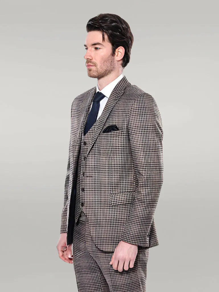 WSS Plaid Slim-Fit Brown Men Blazer  - Singen